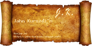 Jahn Kurszán névjegykártya